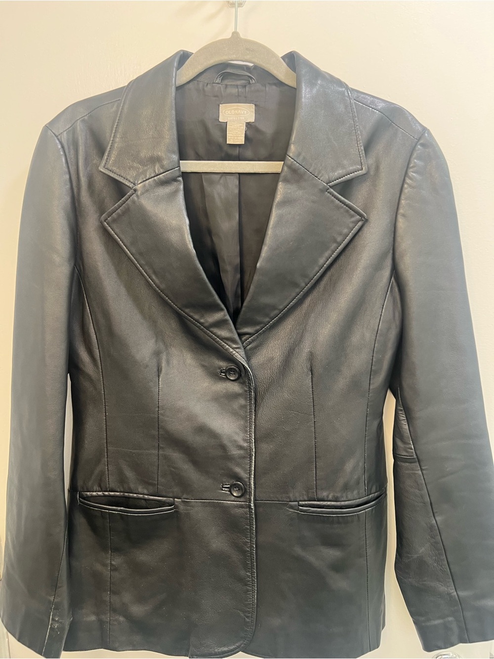 Old Navy Black Leather Blazer Jacket